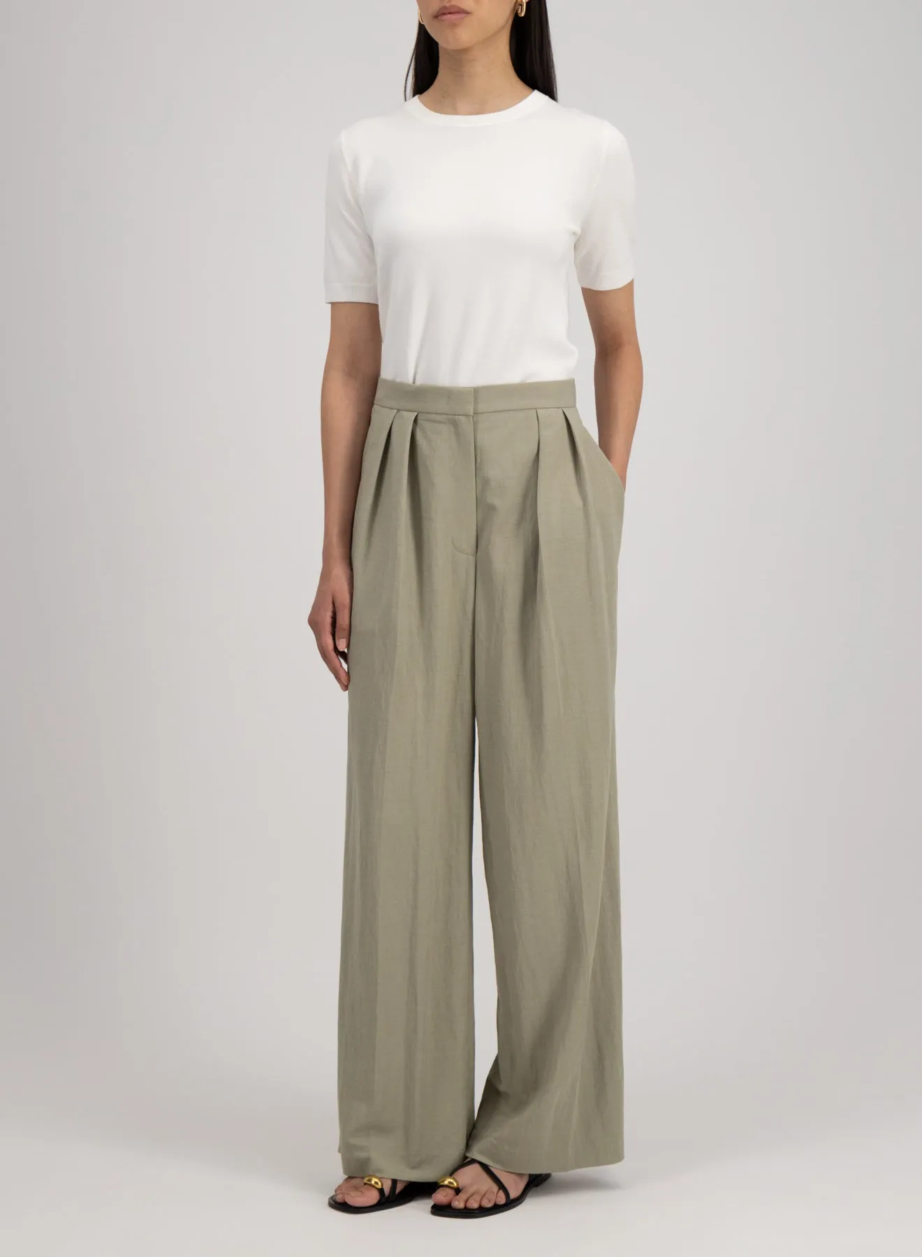 Oversized pleated trousers rayon sold by Harris Wharf London product image thumbnail 3