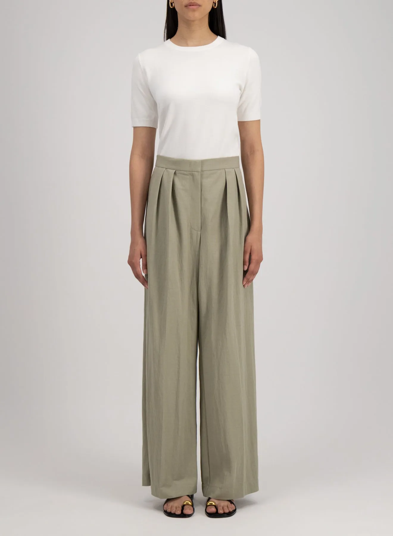 Oversized pleated trousers rayon sold by Harris Wharf London product image thumbnail 2