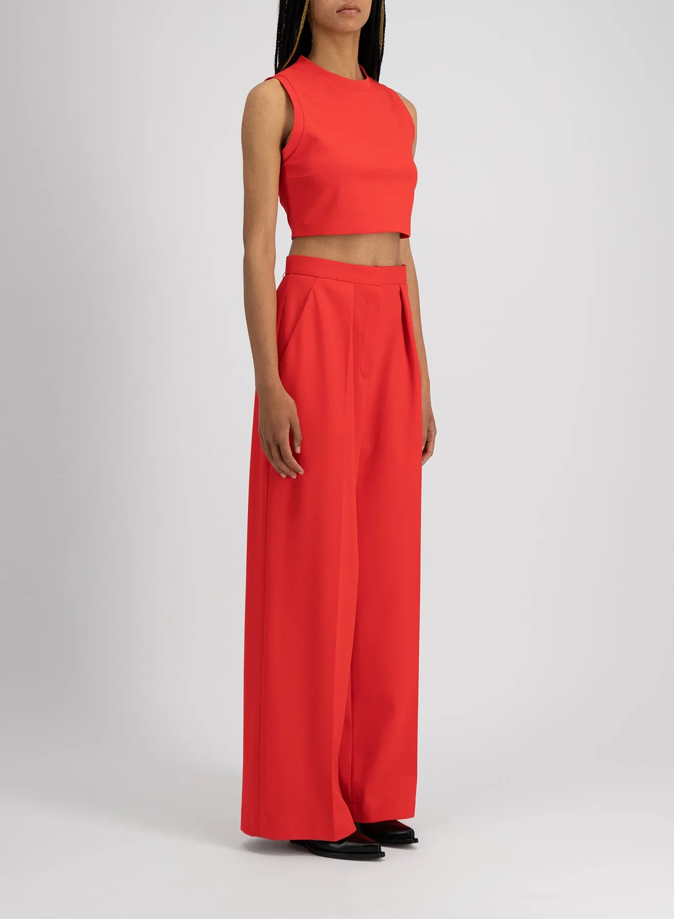 Pleated palazzo trousers techno viscose sold by Harris Wharf London product image thumbnail 4