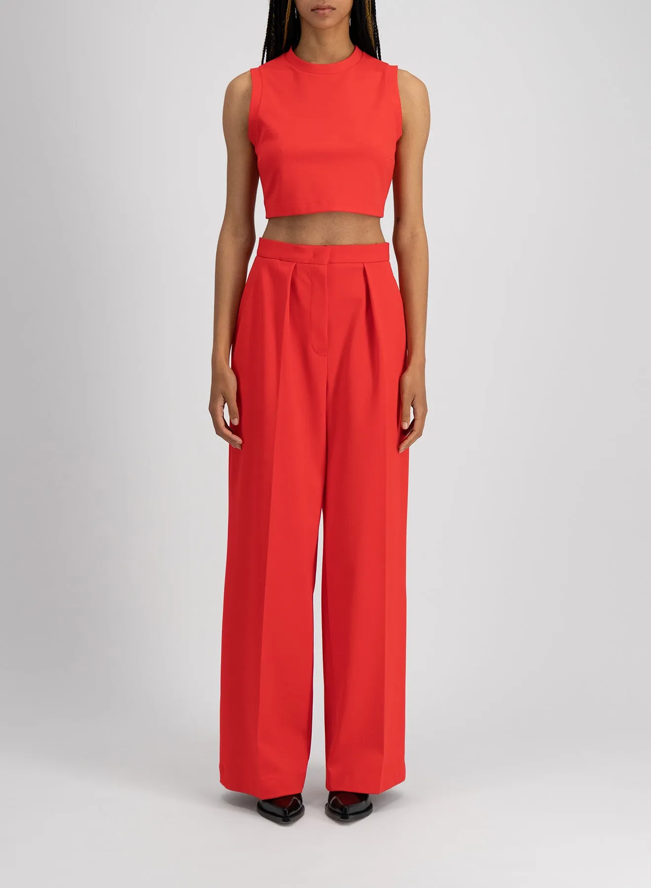 Pleated palazzo trousers techno viscose sold by Harris Wharf London product image thumbnail 3