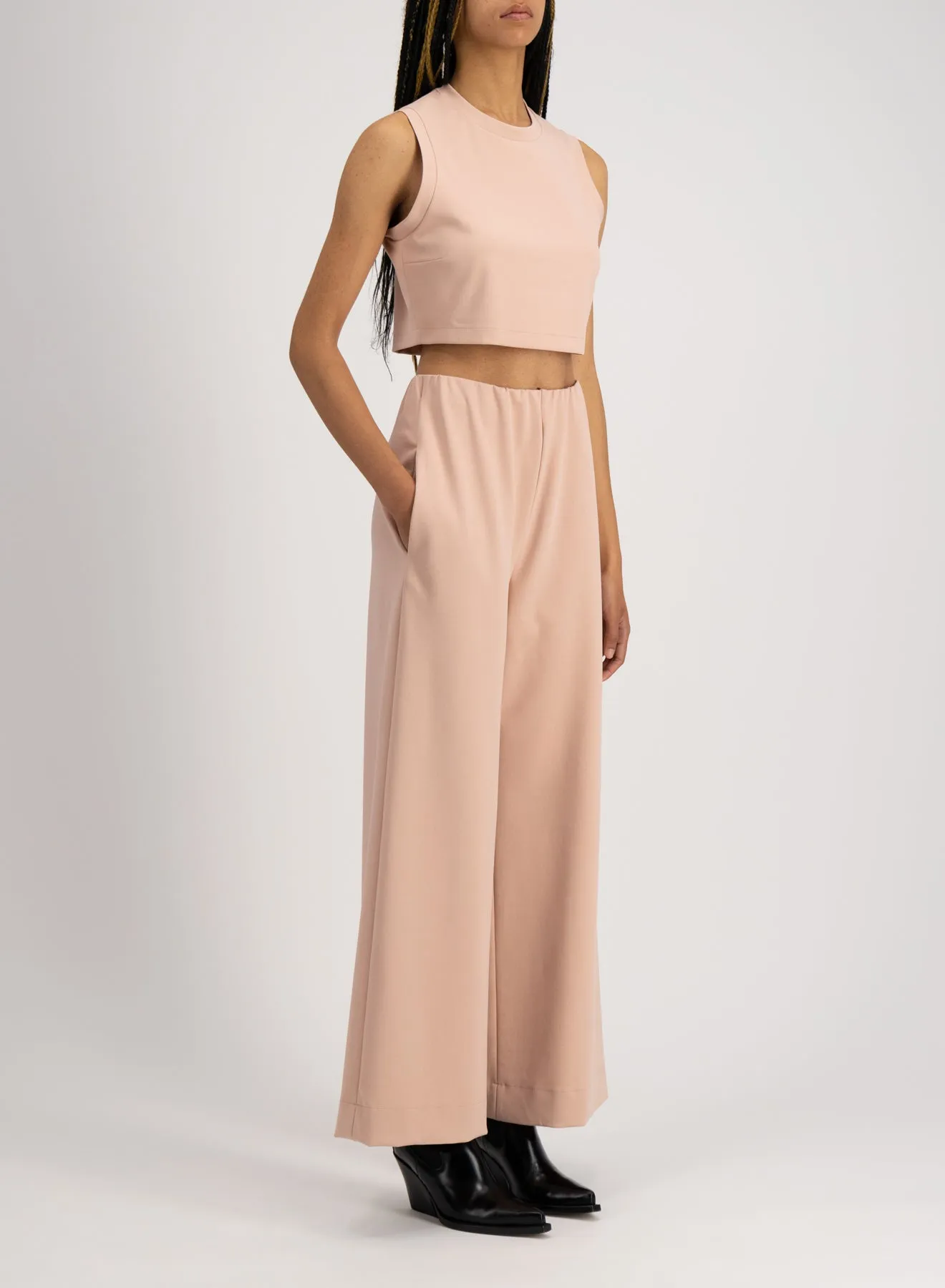 Flared trousers techno viscose sold by Harris Wharf London product image thumbnail 4