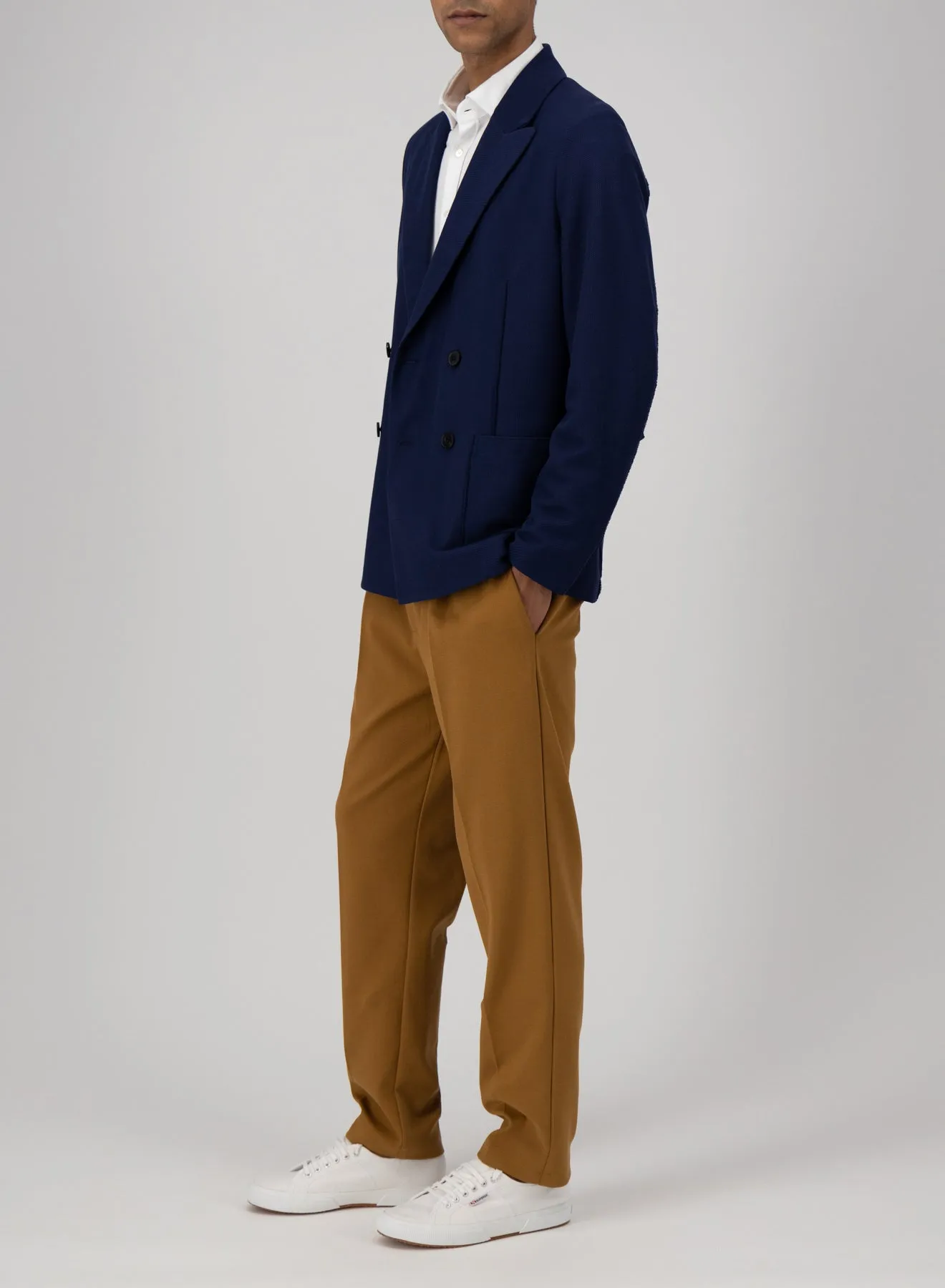 Peak lapel blazer honeycomb crafted with Loro Piana fabric sold by Harris Wharf London product image thumbnail 5