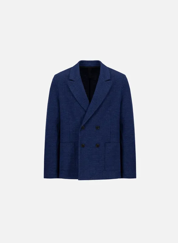 d.b. peak lapel blazer hopsack crafted with Loro Piana fabric sold by Harris Wharf London