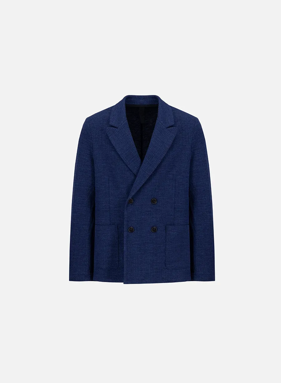 d.b. peak lapel blazer hopsack crafted with Loro Piana fabric sold by Harris Wharf London