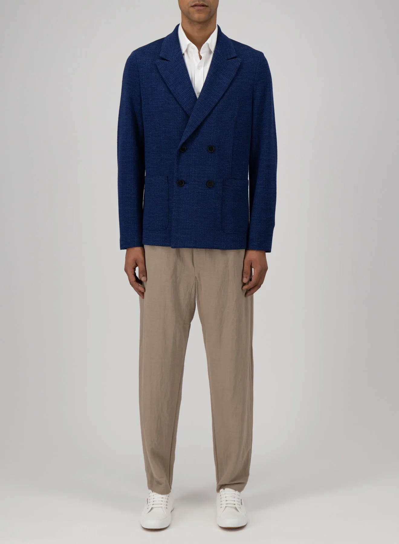 d.b. peak lapel blazer hopsack crafted with Loro Piana fabric sold by Harris Wharf London product image thumbnail 2