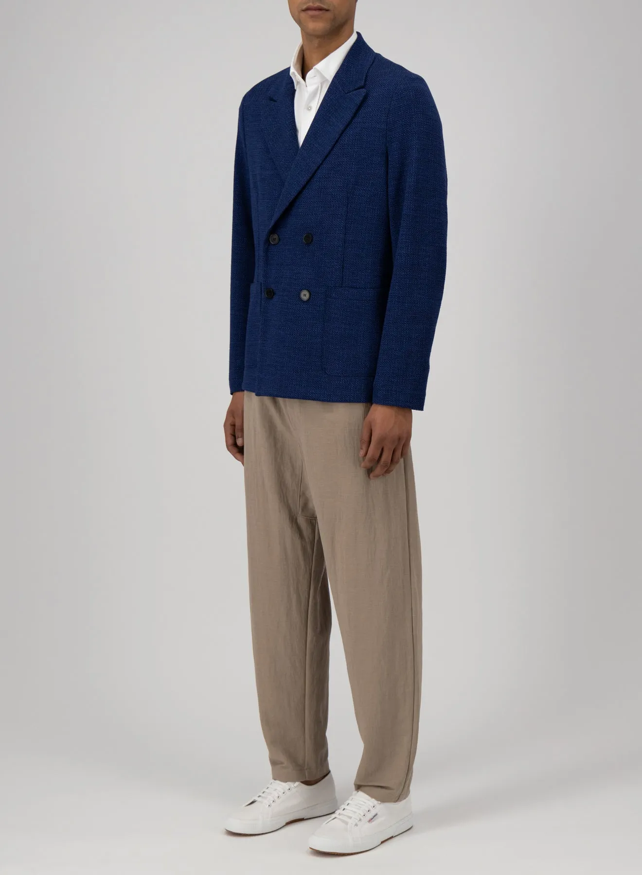 d.b. peak lapel blazer hopsack crafted with Loro Piana fabric sold by Harris Wharf London product image thumbnail 3