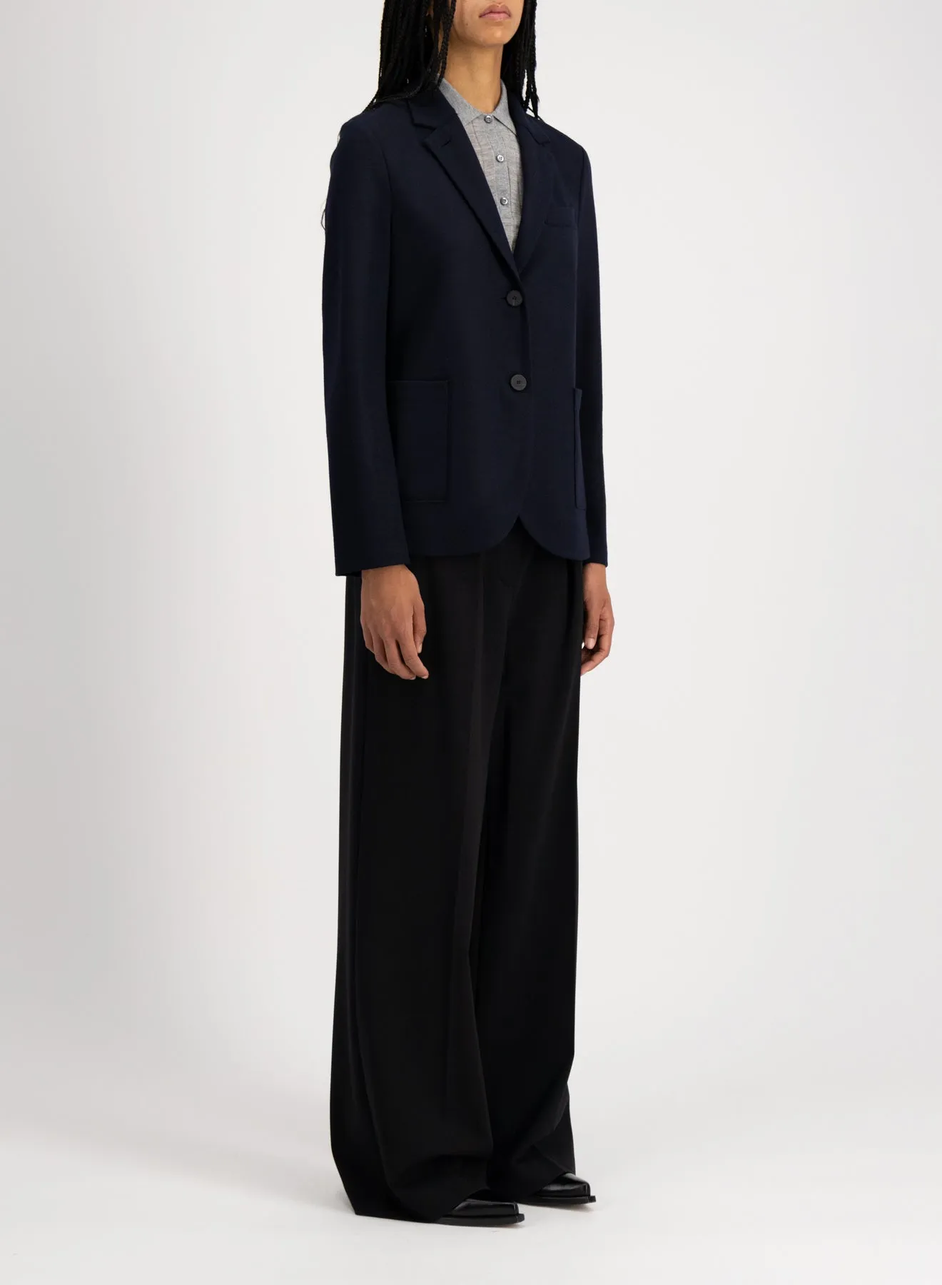 Stand up collar blazer in superfine merino sold by Harris Wharf London product image thumbnail 2