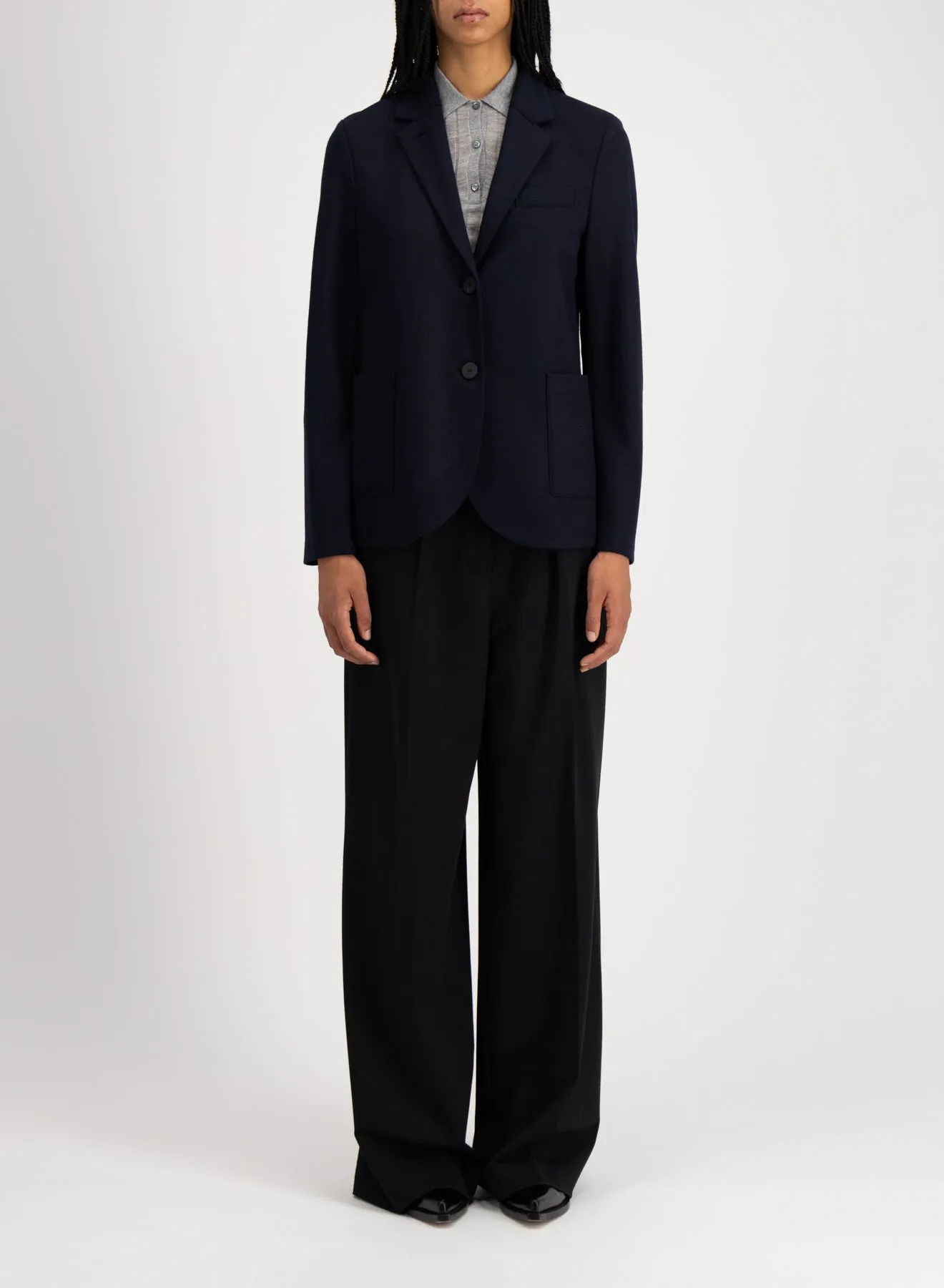 Stand up collar blazer in superfine merino sold by Harris Wharf London product image thumbnail 3