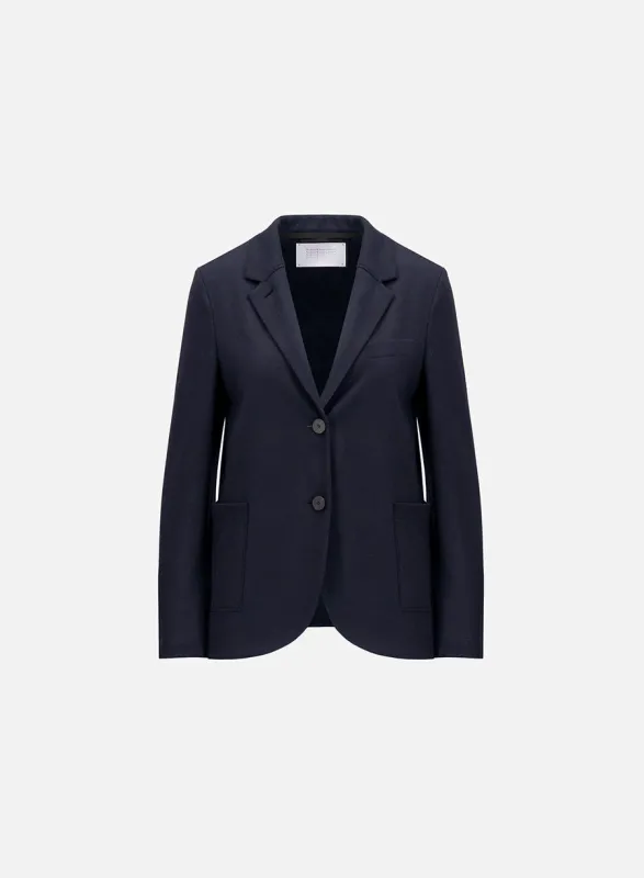 Stand up collar blazer in superfine merino made by Harris Wharf London