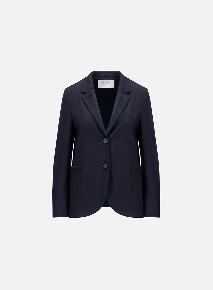 Stand up collar blazer in superfine merino sold by Harris Wharf London