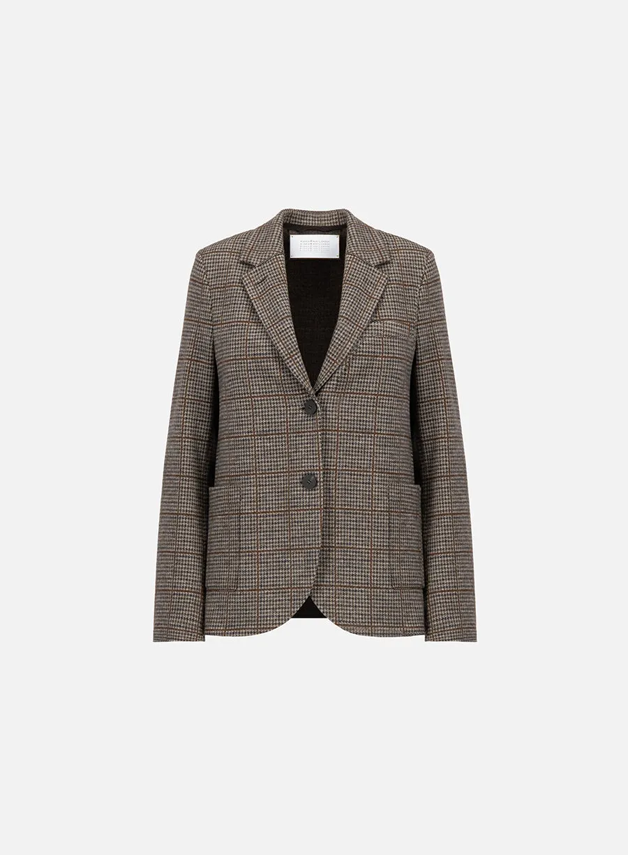 Stand up collar blazer crafted with Loro Piana fabric sold by Harris Wharf London