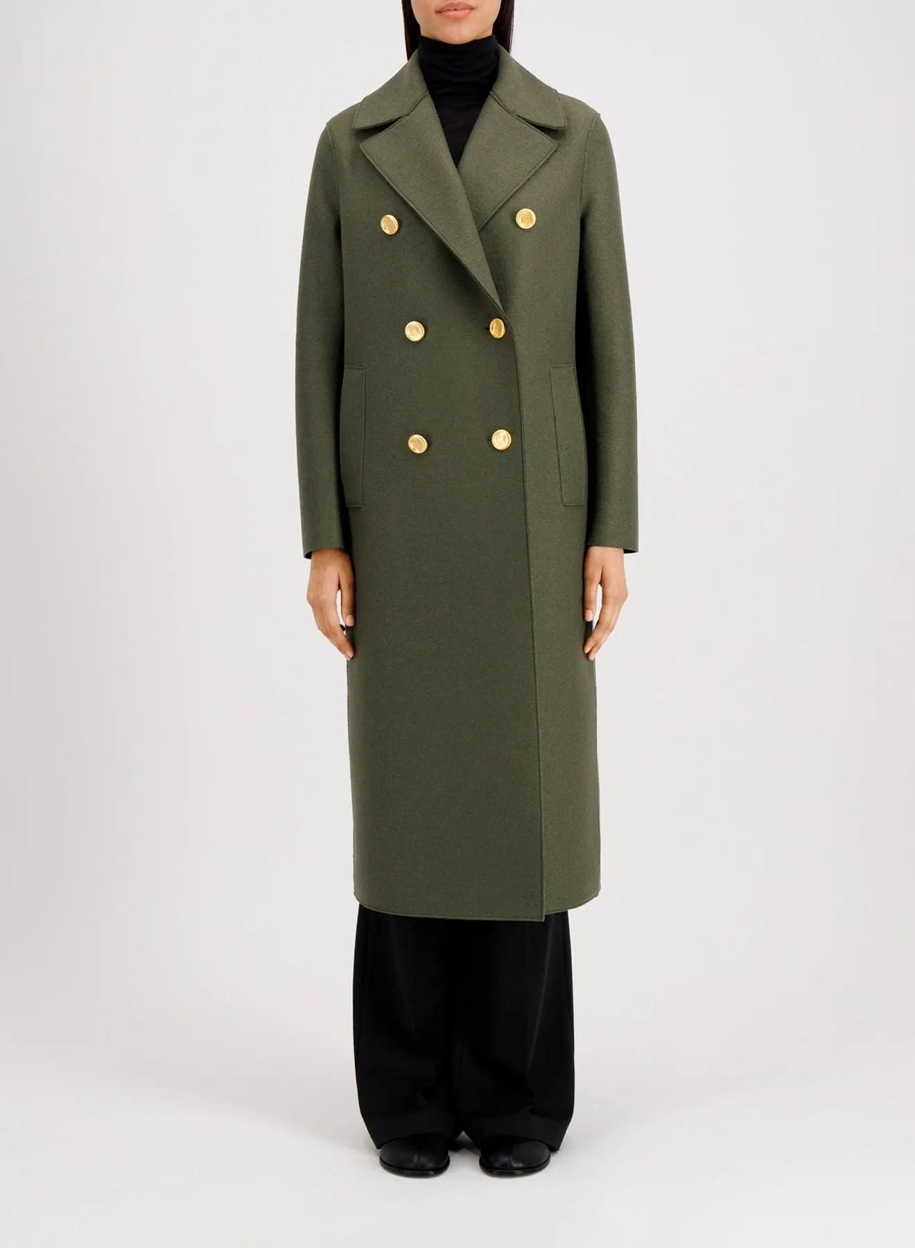 Military coat in pressed wool sold by Harris Wharf London product image thumbnail 3