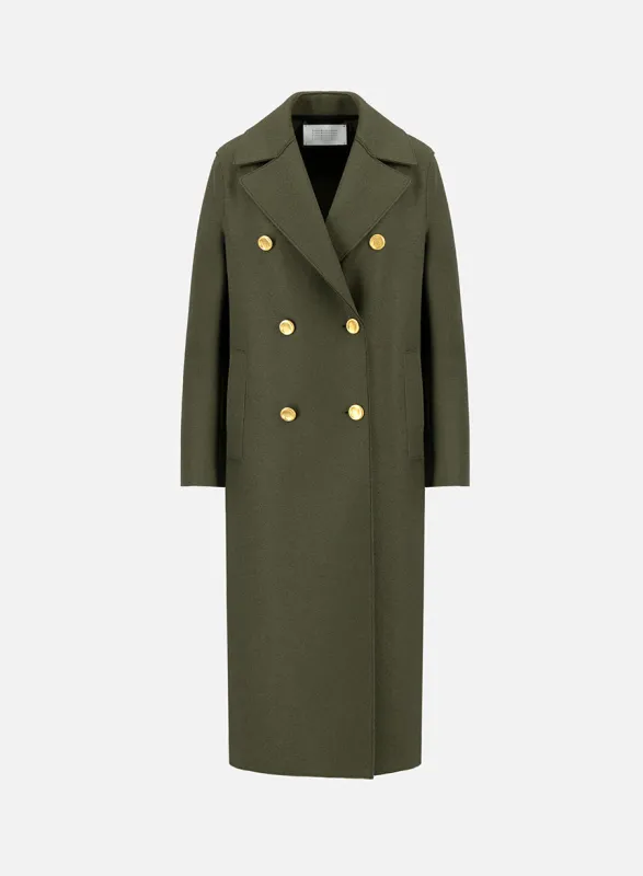 Military coat in pressed wool made by Harris Wharf London