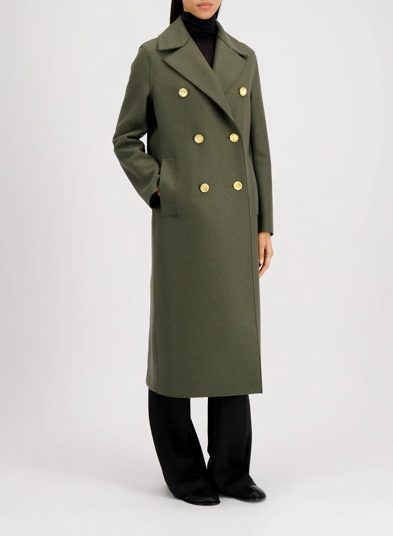 Military coat in pressed wool sold by Harris Wharf London product image thumbnail 2