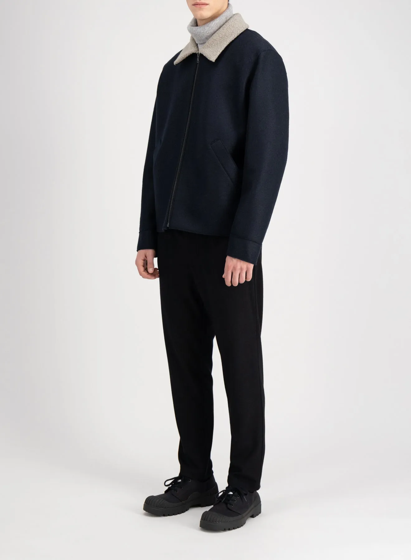 Golf jacket pressed wool and bouclè sold by Harris Wharf London product image thumbnail 2