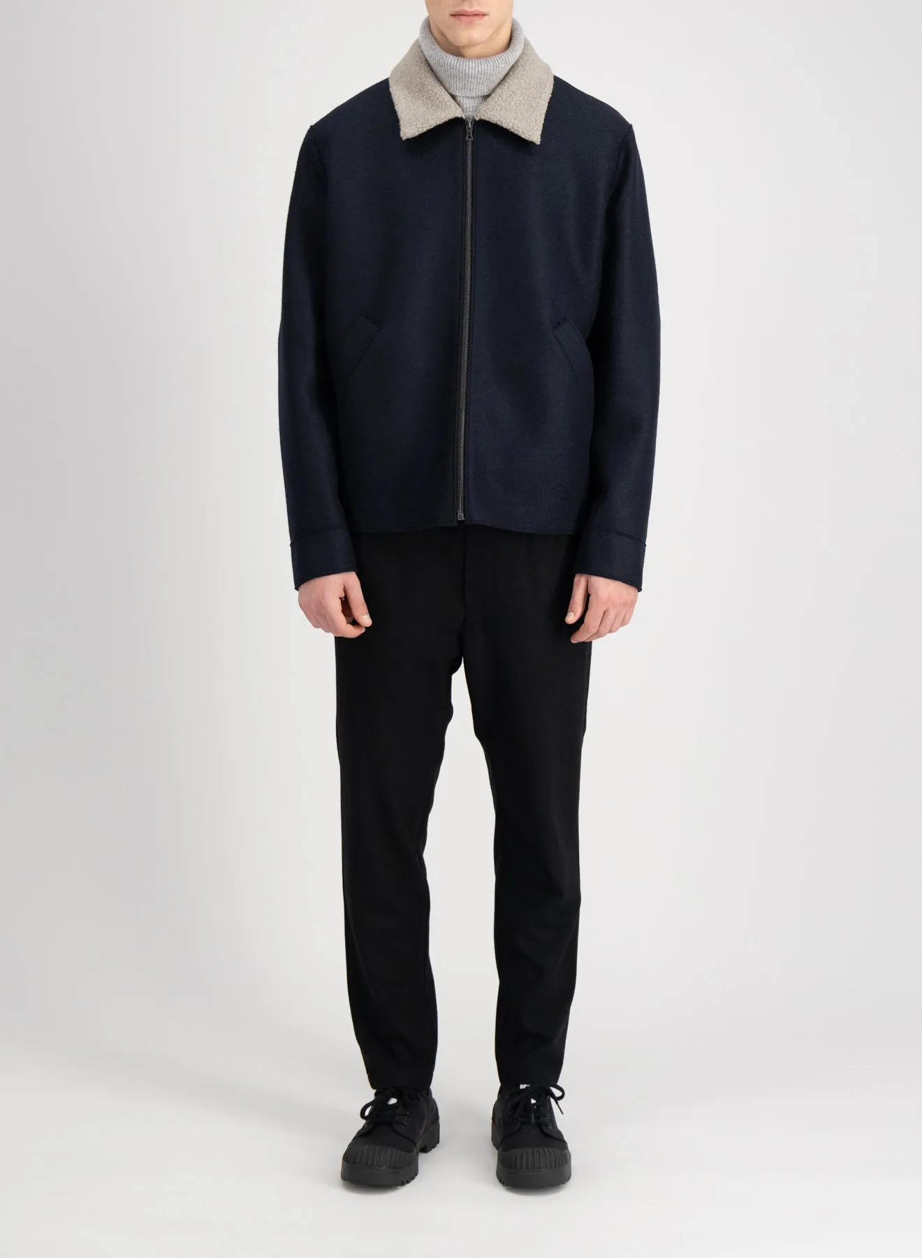 Golf jacket pressed wool and bouclè sold by Harris Wharf London product image thumbnail 3