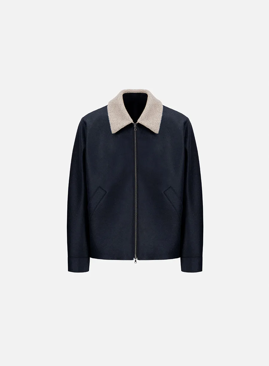 Golf jacket pressed wool and bouclè sold by Harris Wharf London