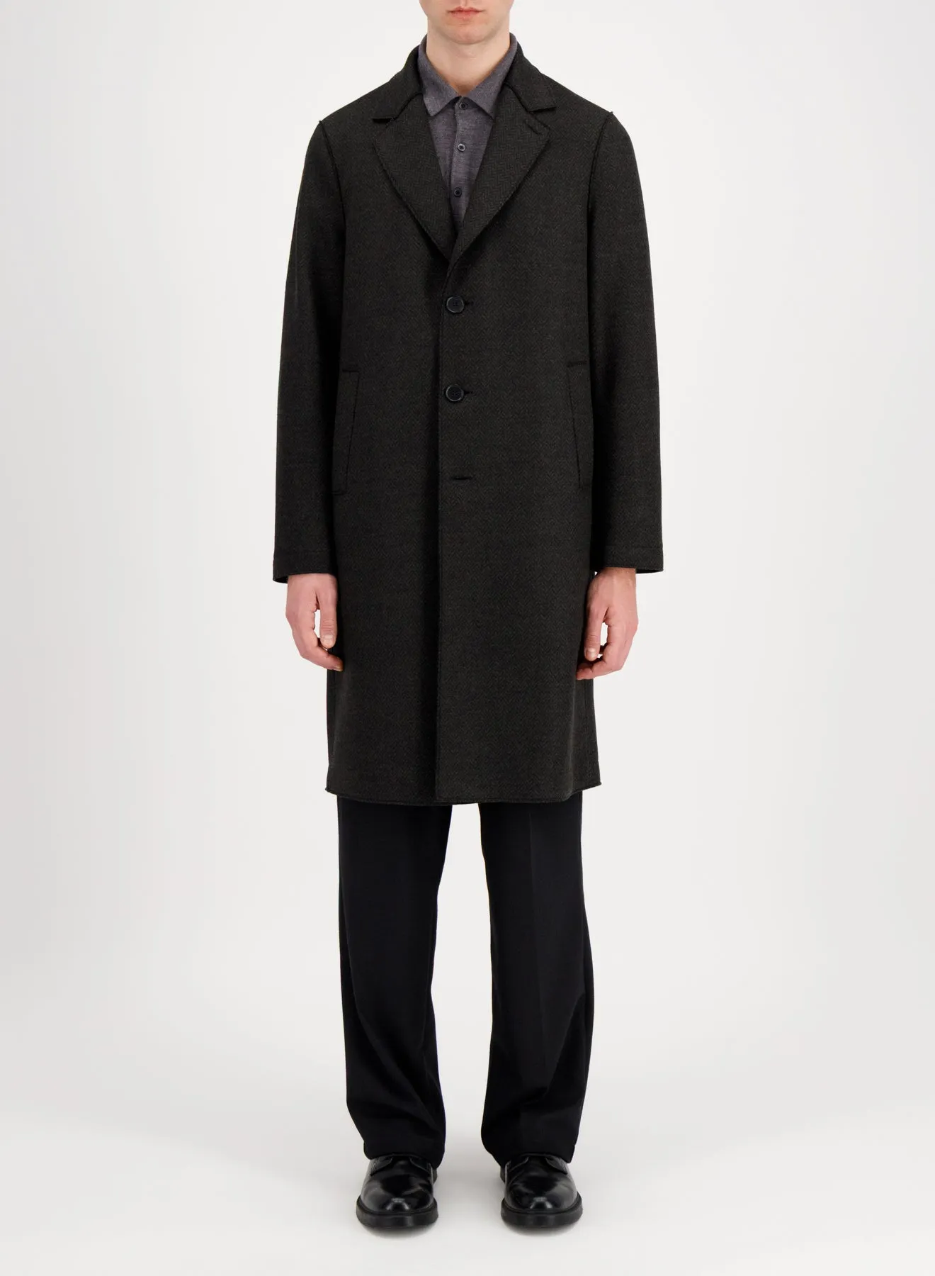 Overcoat jacquard sold by Harris Wharf London product image thumbnail 3