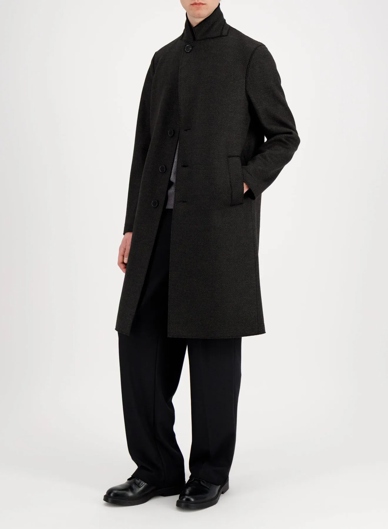 Overcoat jacquard sold by Harris Wharf London product image thumbnail 2