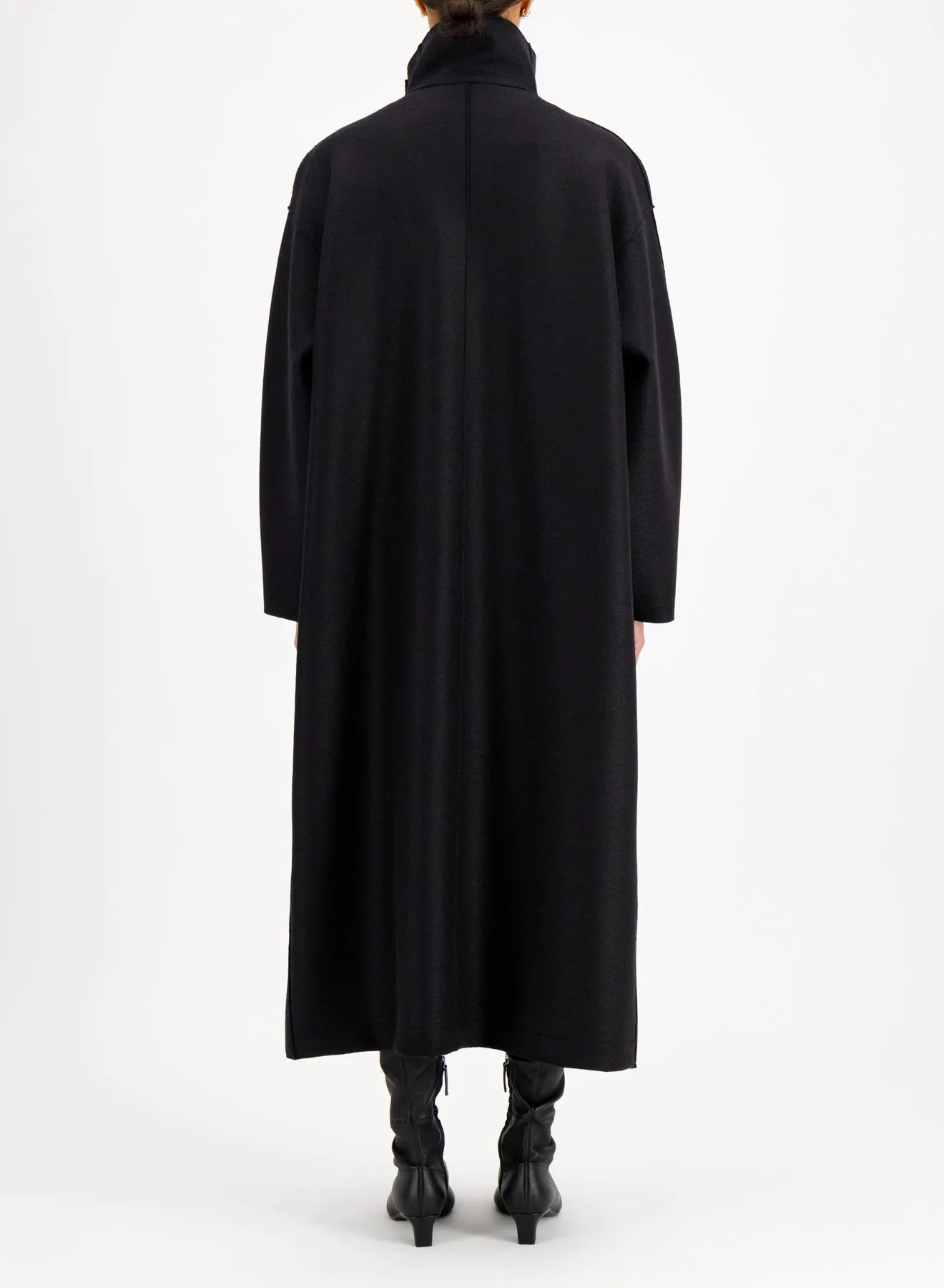 Funnel neck oversized coat in pressed wool sold by Harris Wharf London product image thumbnail 4