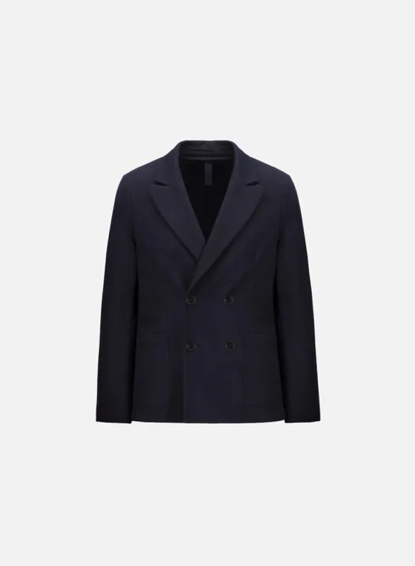 Peak lapel blazer in superfine merino made by Harris Wharf London