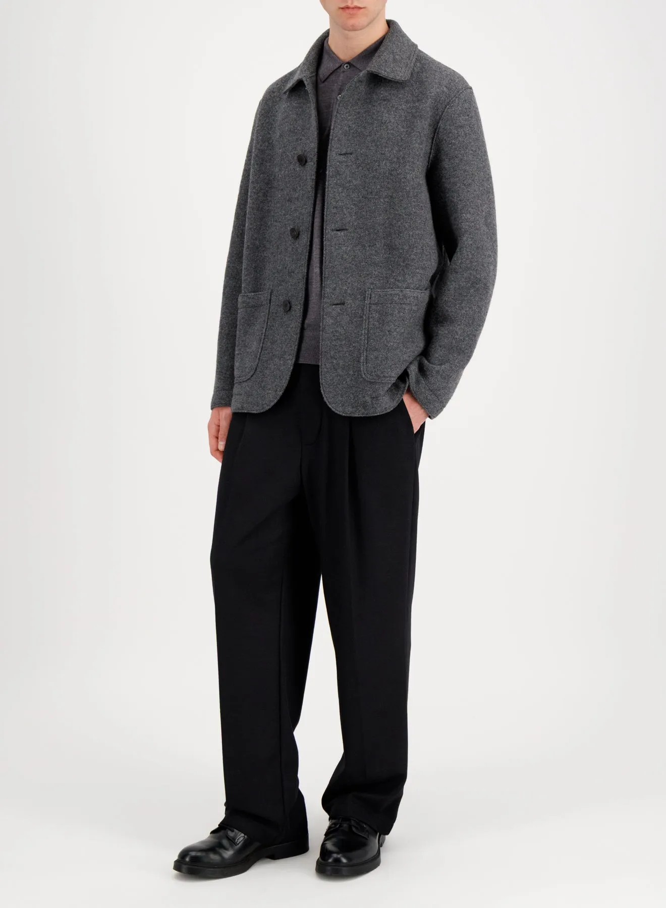Utility jacket in boiled wool sold by Harris Wharf London product image thumbnail 2
