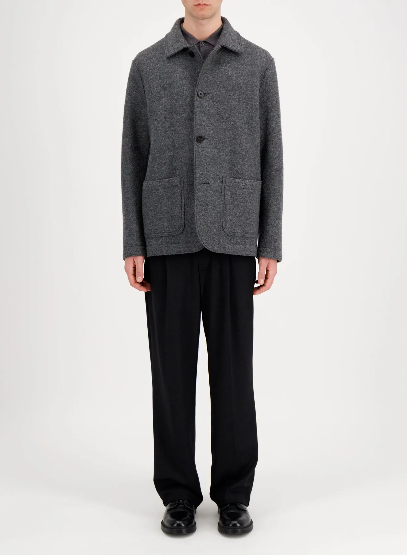 Utility jacket in boiled wool sold by Harris Wharf London product image thumbnail 3