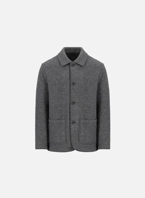 Utility jacket in boiled wool made by Harris Wharf London