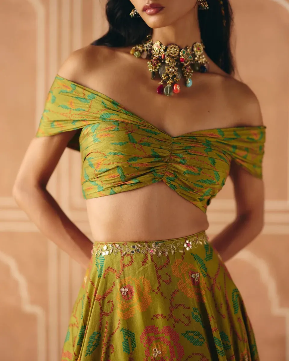 Parrot Green Off Shoulder Lehenga | Ready to Ship sold by Market product image thumbnail 4