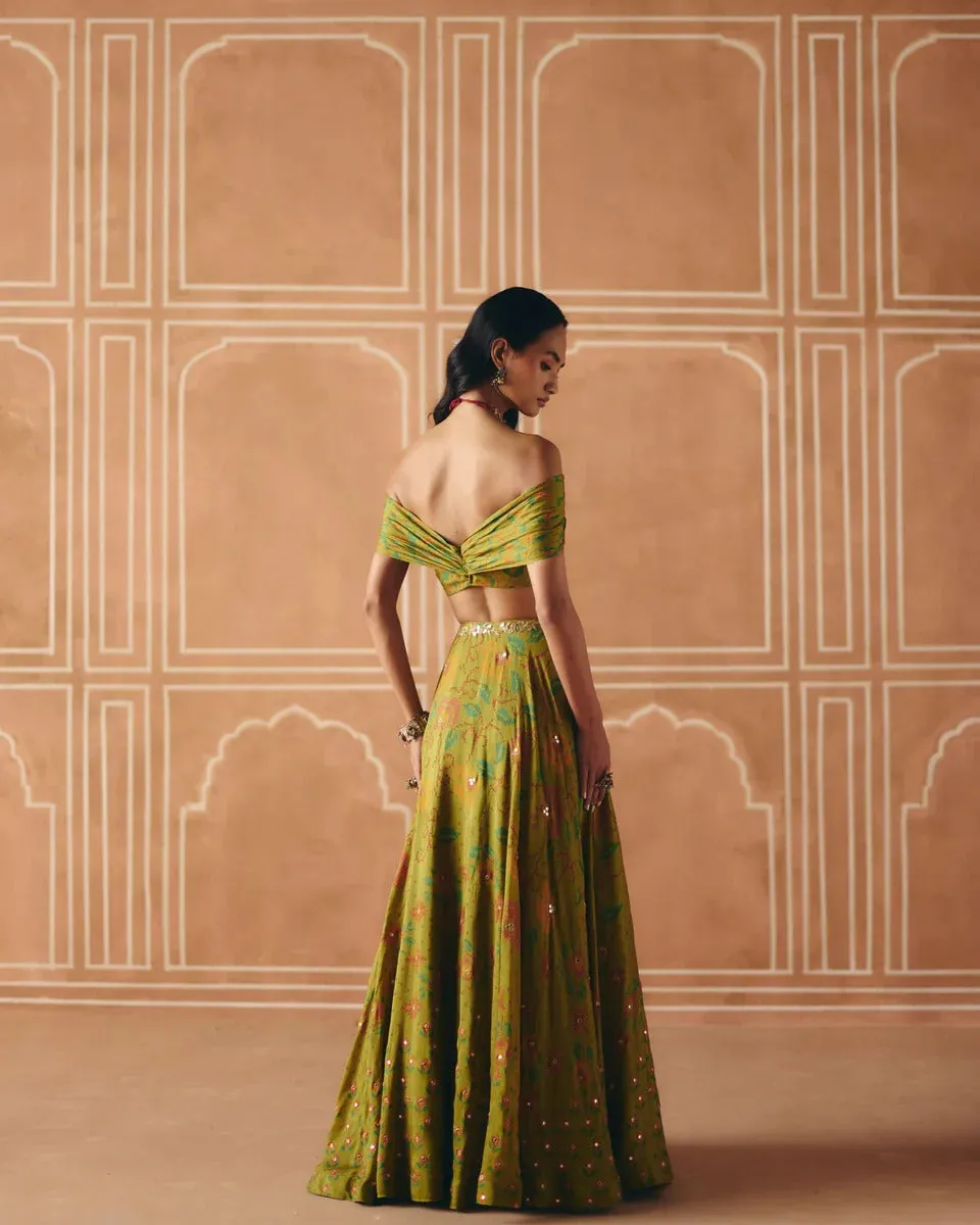 Parrot Green Off Shoulder Lehenga | Ready to Ship sold by Market product image thumbnail 2