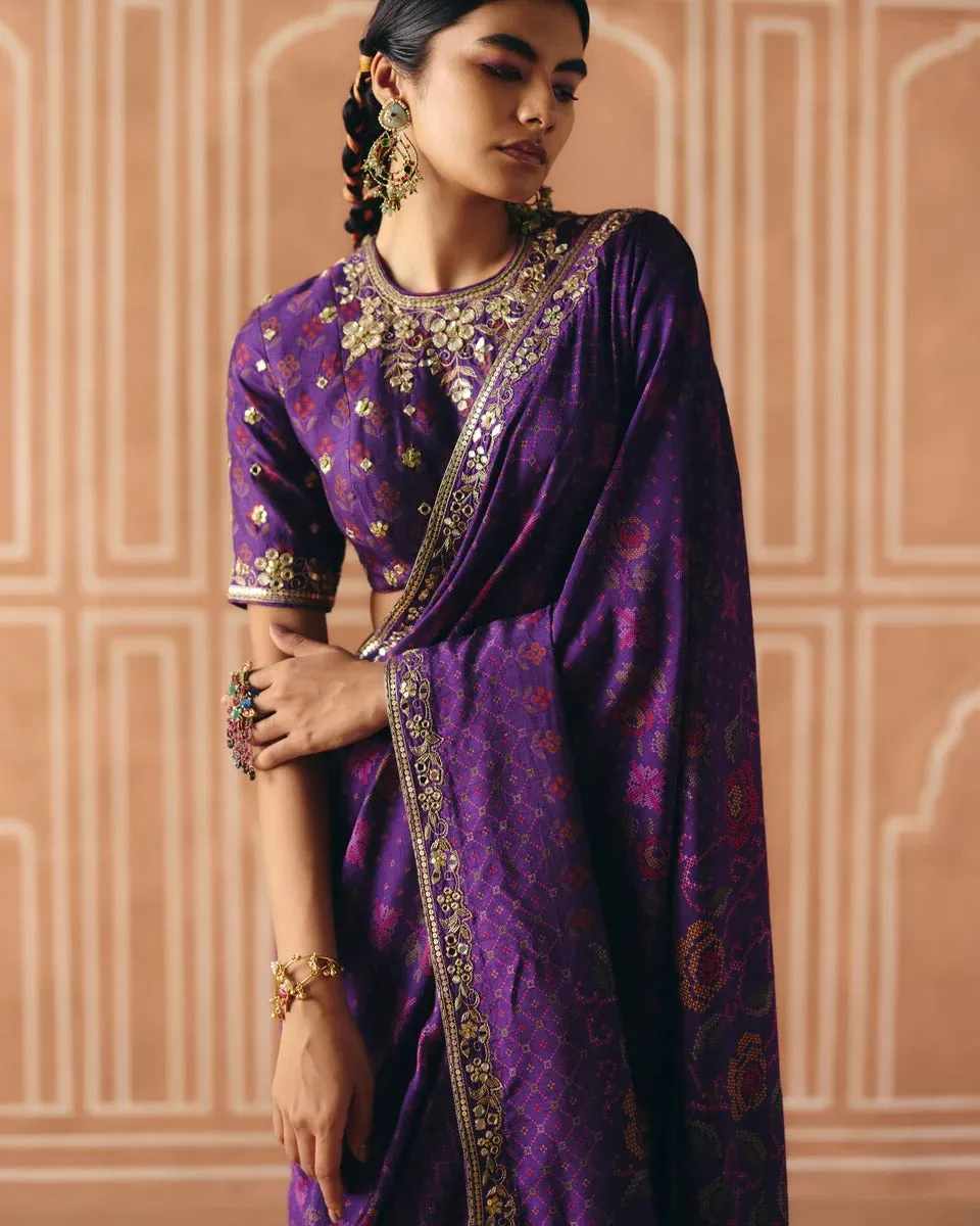 Imperial Violet Saree sold by Market product image thumbnail 3