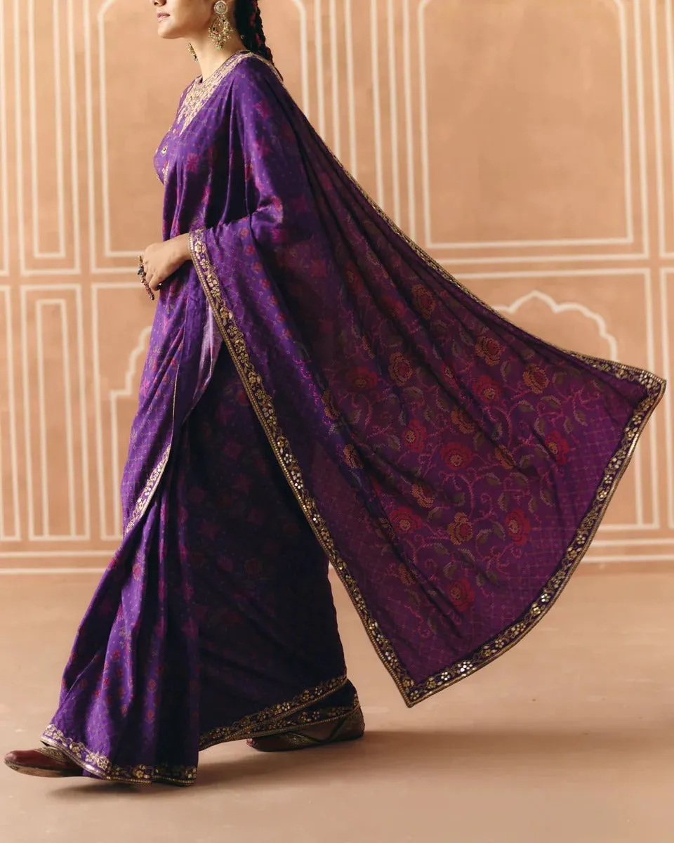 Imperial Violet Saree sold by Market product image thumbnail 5