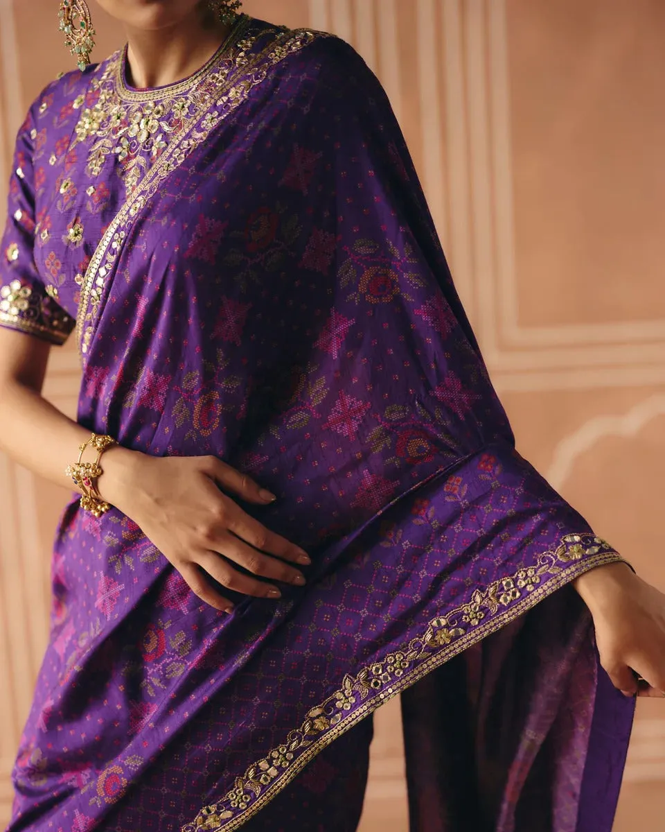 Imperial Violet Saree sold by Market product image thumbnail 4
