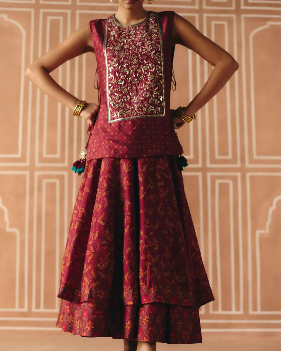 Berry Plum Cropped Lehenga sold by Market product image thumbnail 4