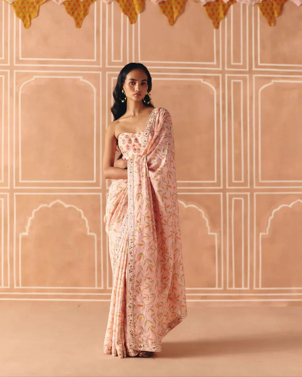 Blush Pink Saree + Corset sold by Market product image thumbnail 3