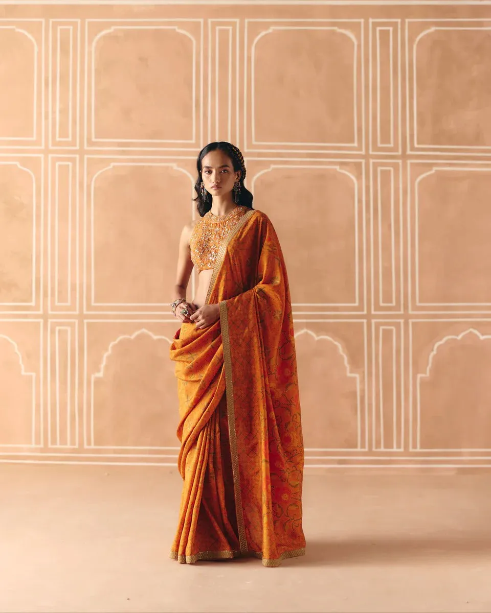 Burnt Orange Saree sold by Market