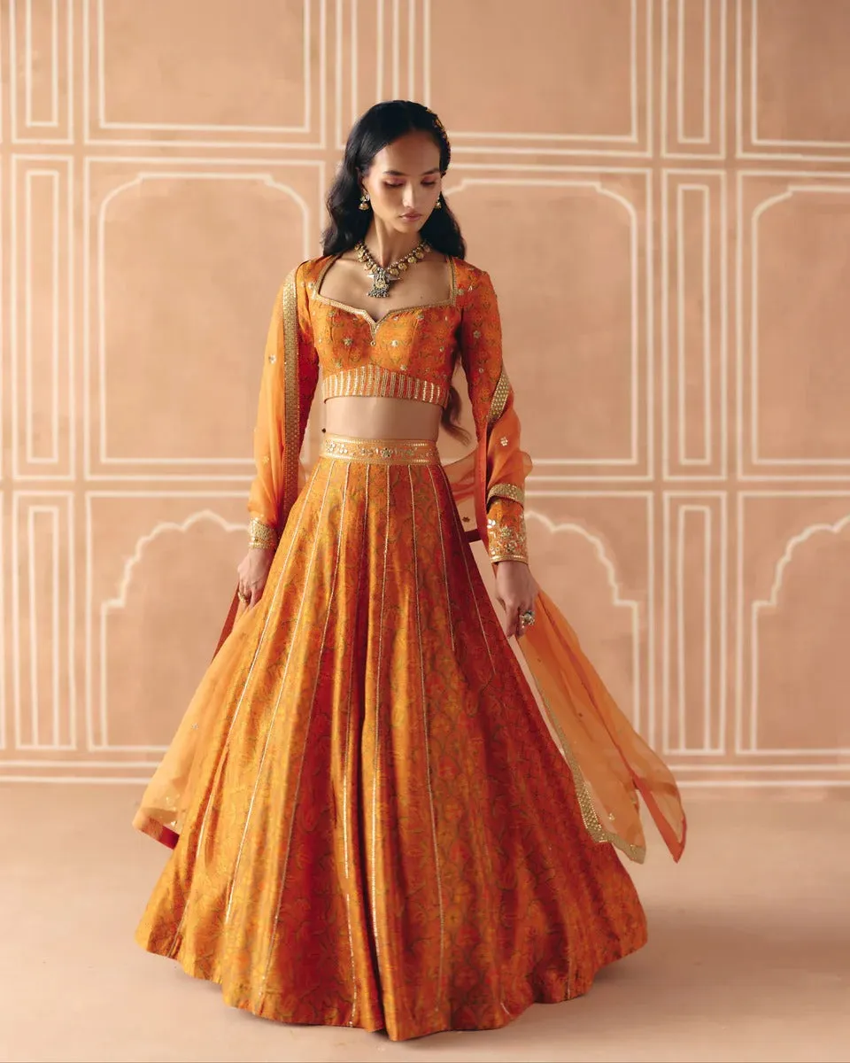 Burnt Orange Mix Print Panel Lehenga sold by Market product image thumbnail 5