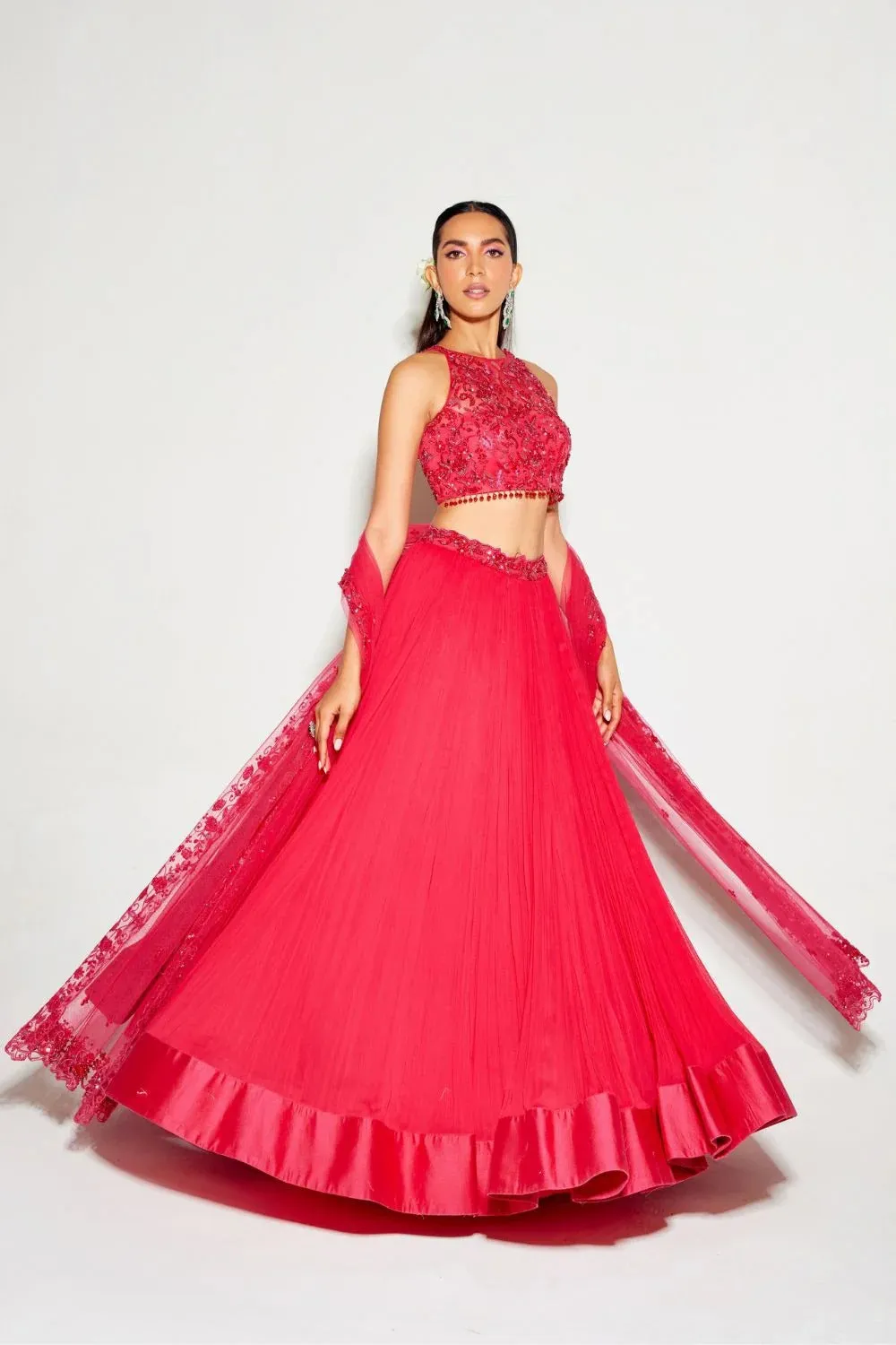 Hot Pink Tonal Blouse & Pleated Lehenga sold by Market product image thumbnail 4