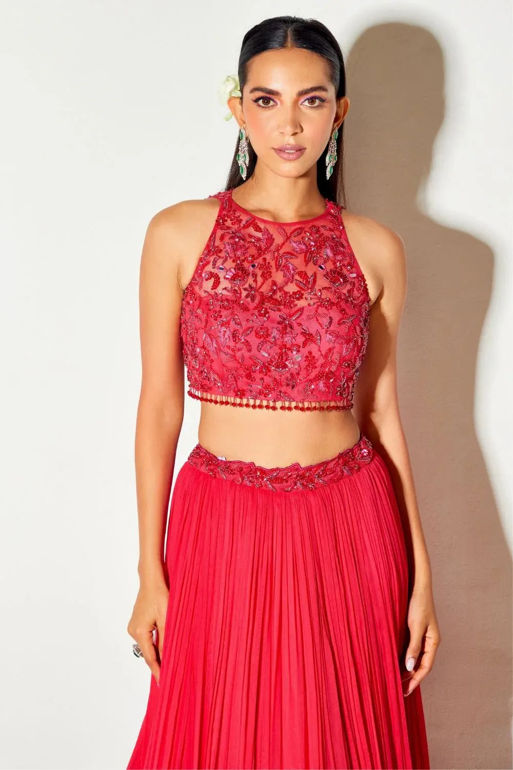 Hot Pink Tonal Blouse & Pleated Lehenga sold by Market product image thumbnail 3