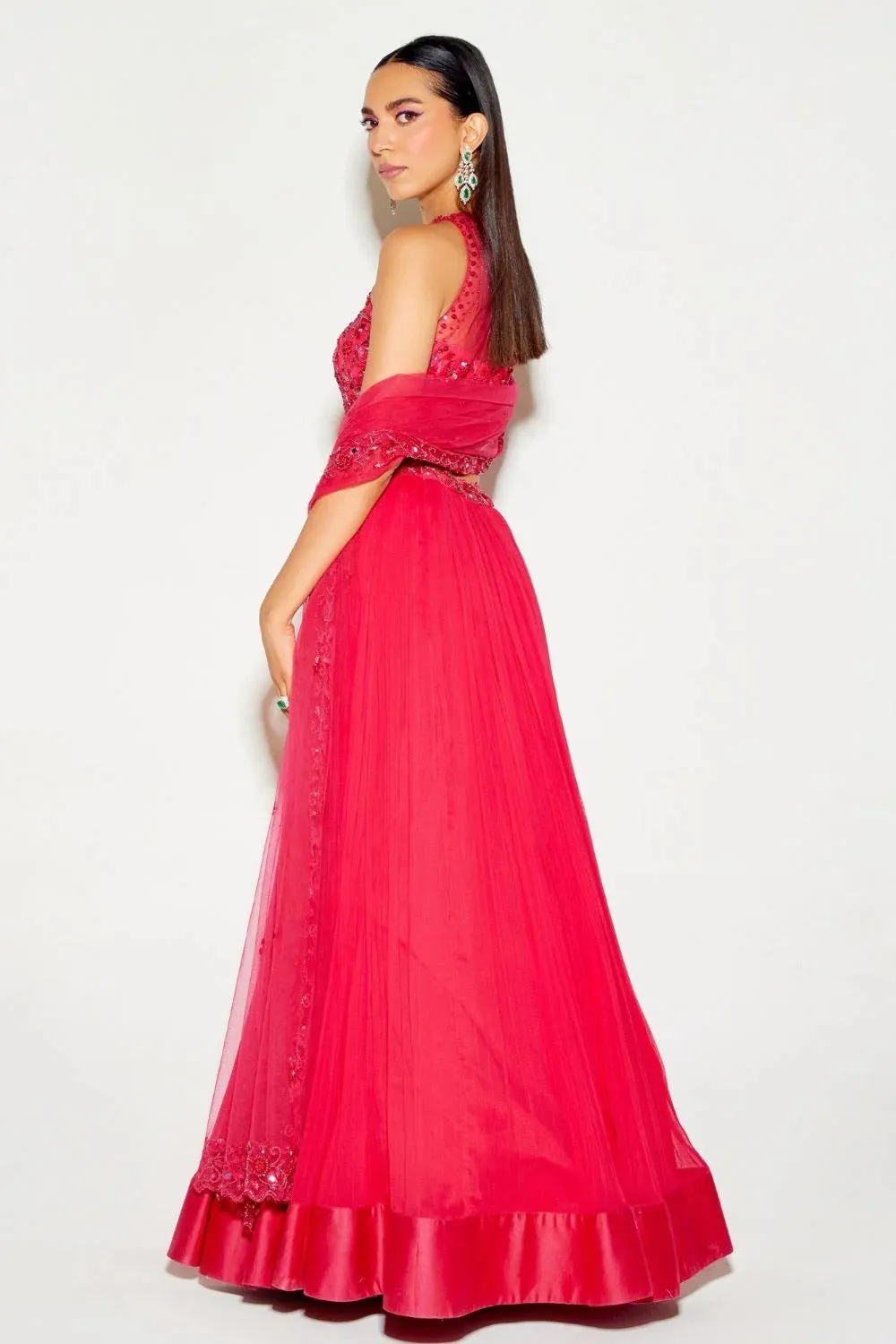 Hot Pink Tonal Blouse & Pleated Lehenga sold by Market product image thumbnail 2