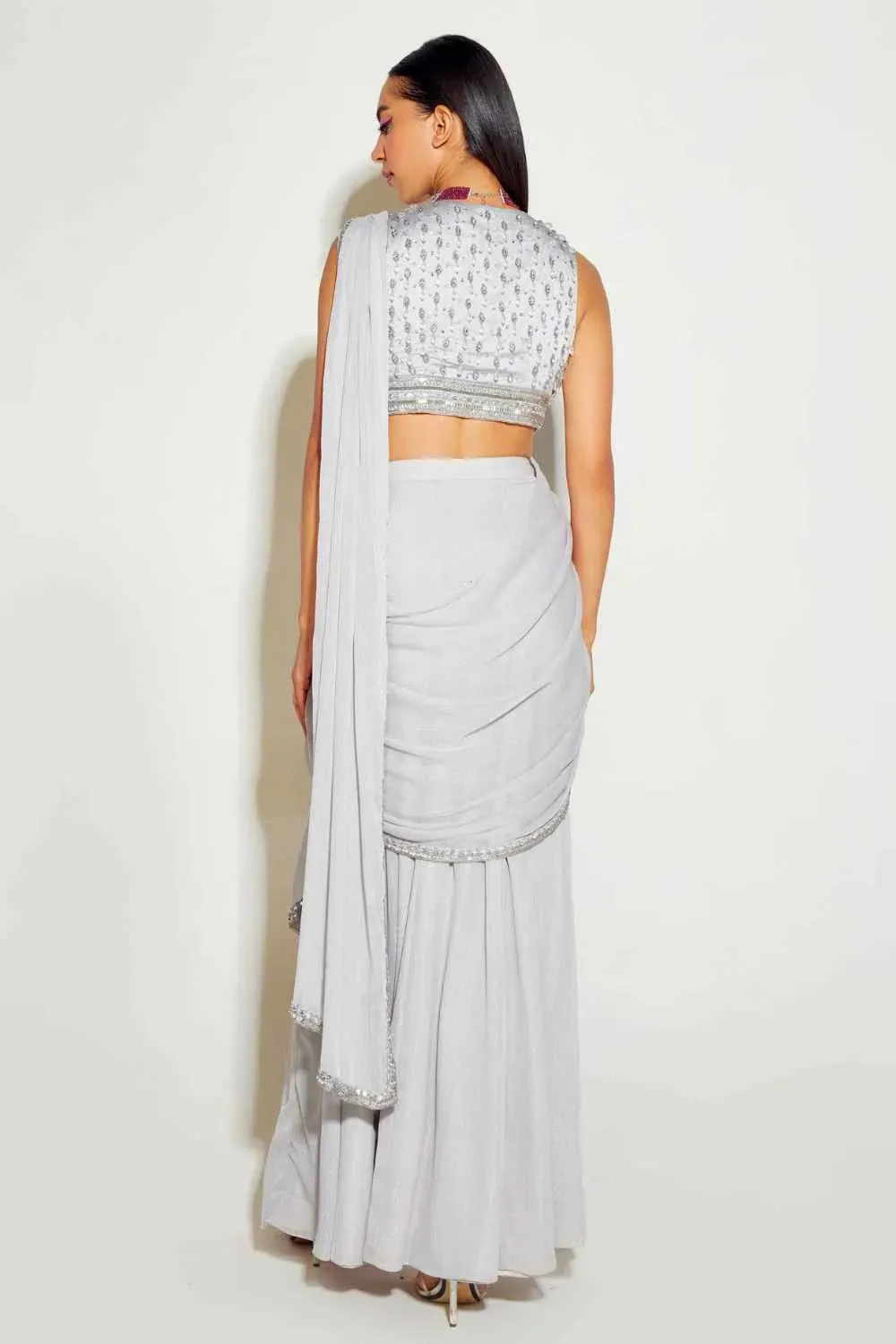 Grey Slit Saree sold by Market product image thumbnail 2