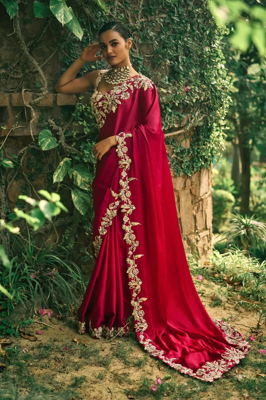Crimson Red Saree sold by Market