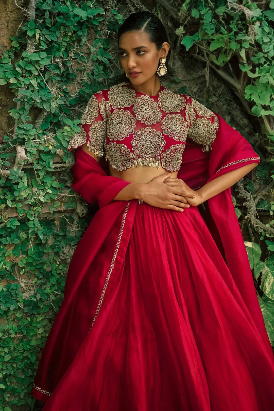 Crimson Red Lehenga sold by Market product image thumbnail 4
