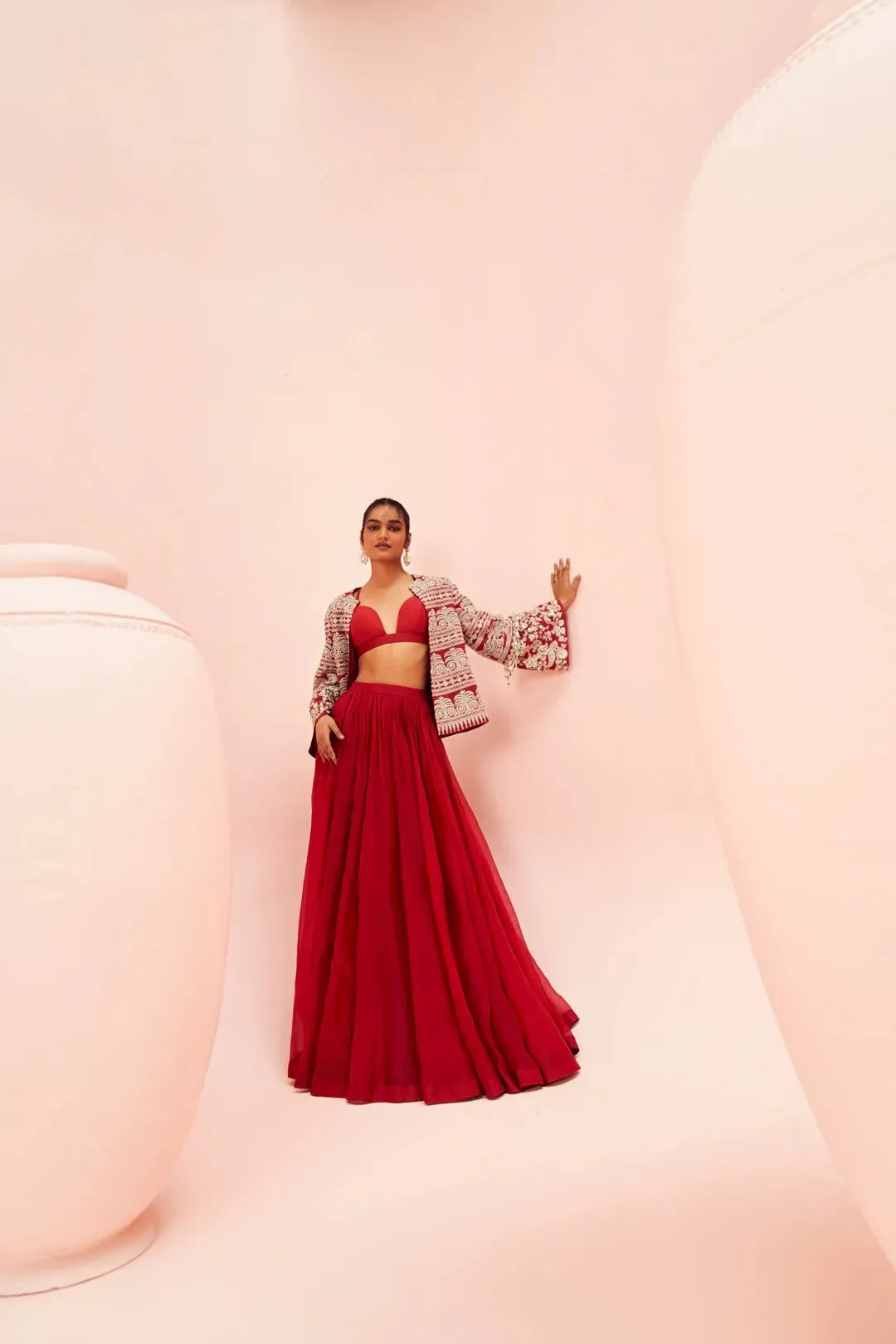 Love Red Lehenga with Short Jacket Set sold by Market product image thumbnail 4