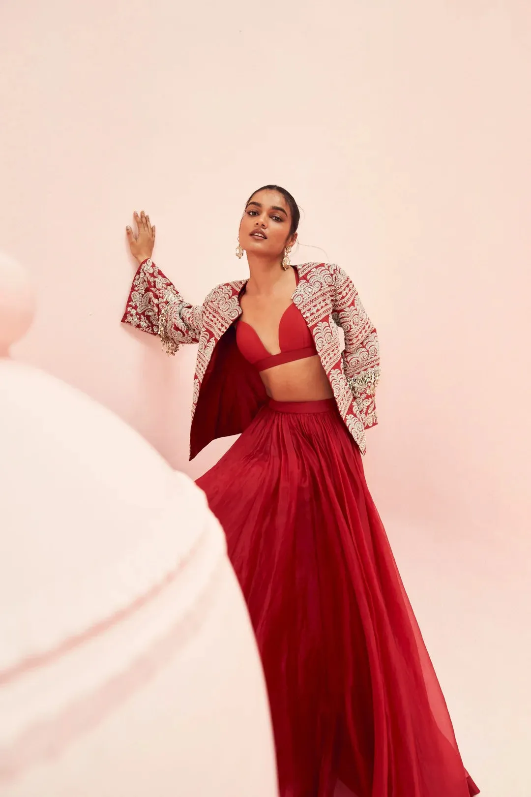 Love Red Lehenga with Short Jacket Set sold by Market product image thumbnail 5