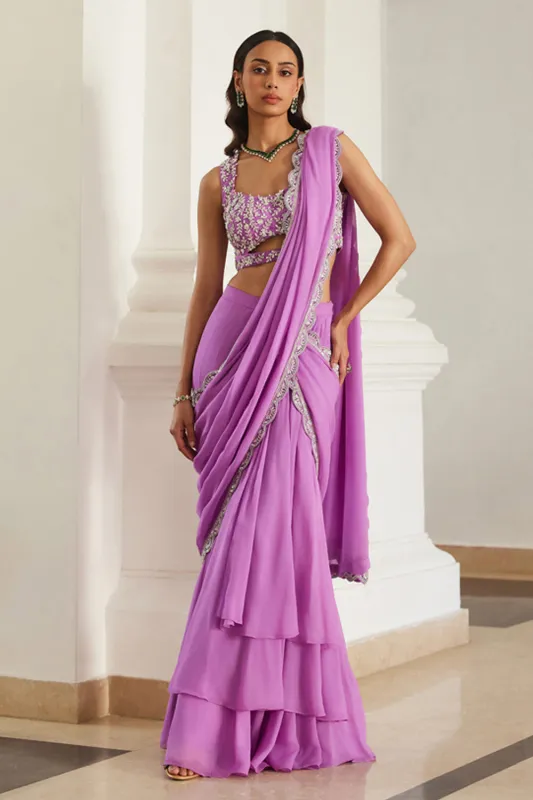 Bubblegum Pink Drape Saree sold by Market