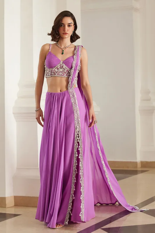 Bubblegum Pink Corset Slit Saree sold by Market