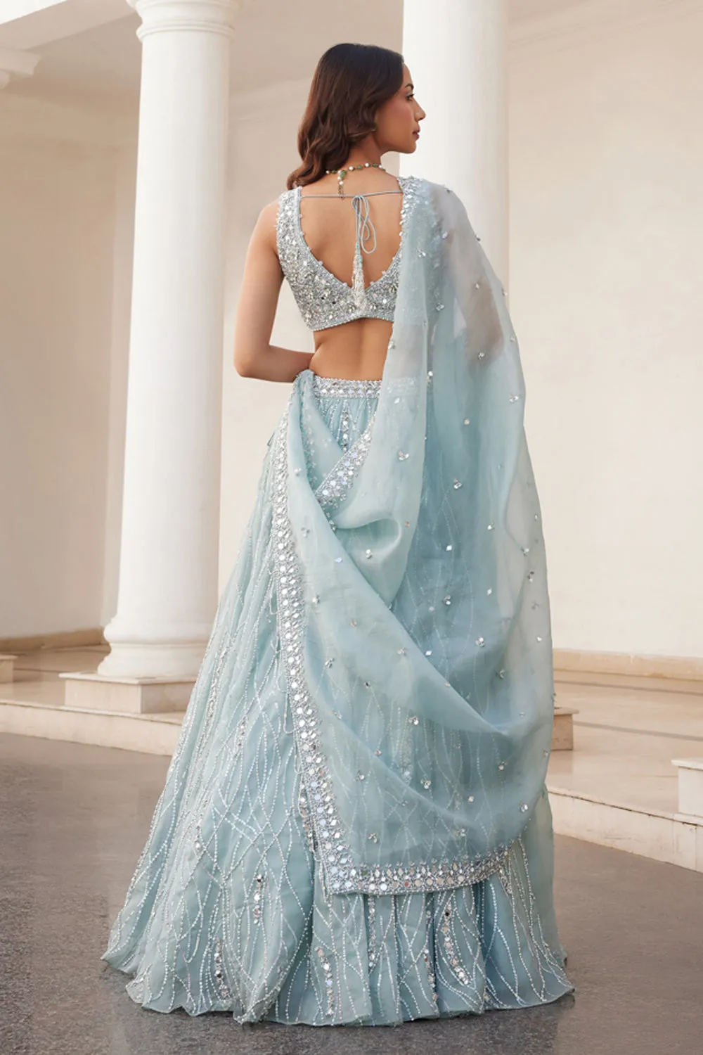 Powder Blue Organza Lehenga sold by Market product image thumbnail 2