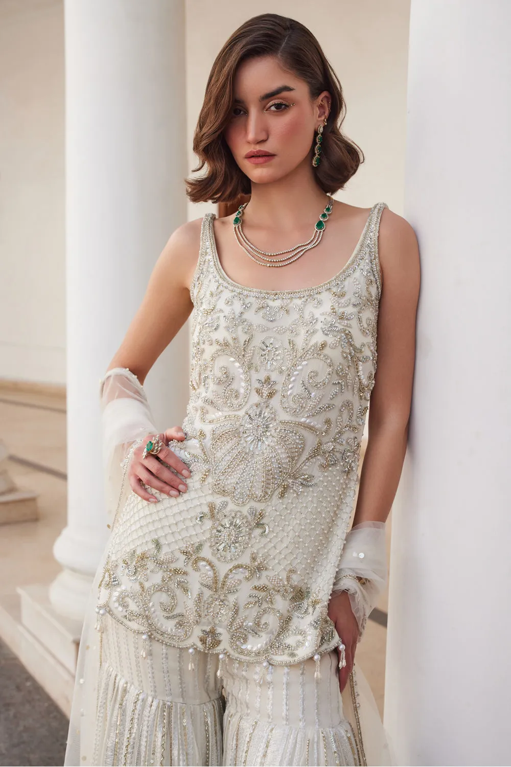 Pearl White Kurta & Sharara Set sold by Market product image thumbnail 3