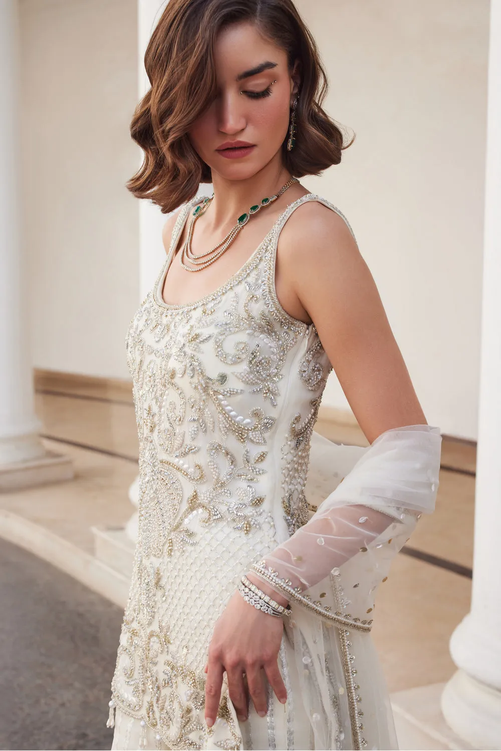 Pearl White Kurta & Sharara Set sold by Market product image thumbnail 5